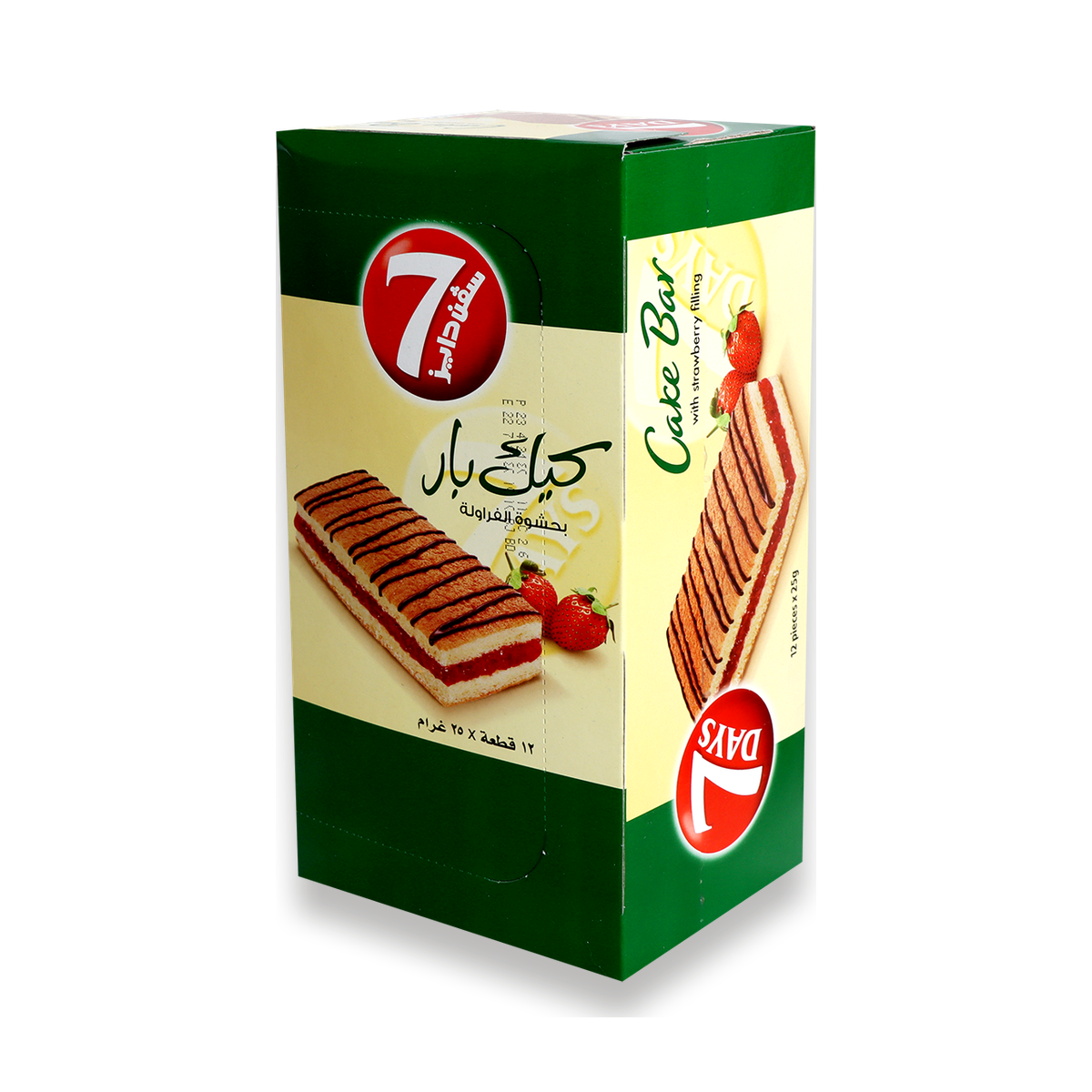 علبة كيك بار بحشوة الفراولة 300 جم × 12 قطعة
