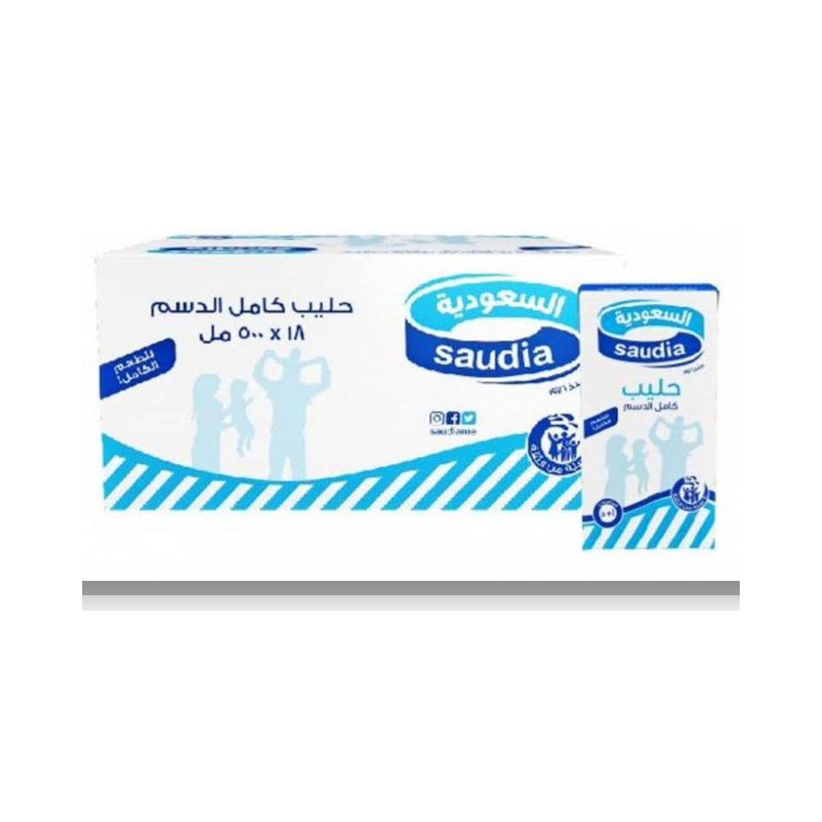 كرتون حليب سعوديه كامل الدسم وسط 18*500 مل